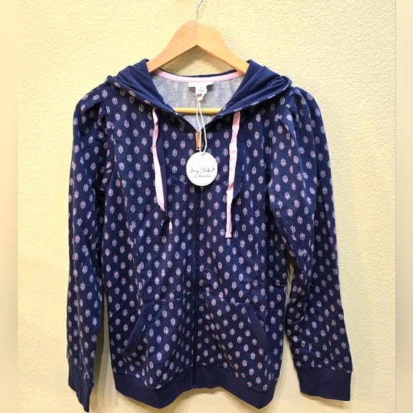 lacey chabert Tops - Navy Hoodie with Pink Pattern